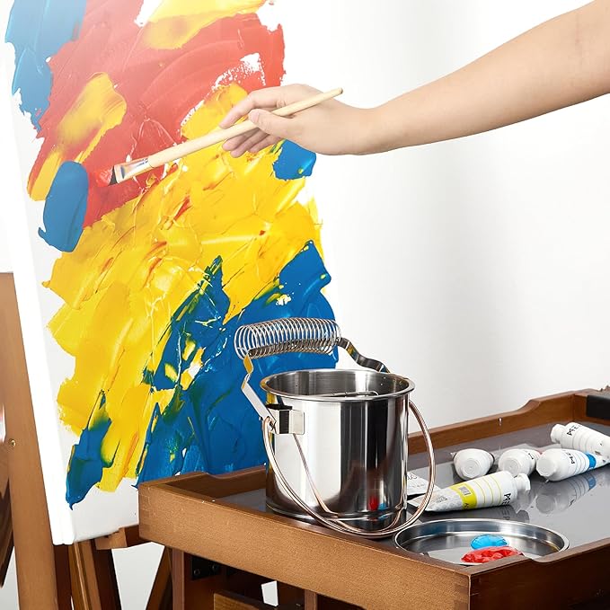 MEEDEN Portable Paint Brush Washer: Airtight Stainless Steel Artist Brush Cleaner with Extra Large Capacity - Paint Brush Holder for Oil & Acrylic Painting