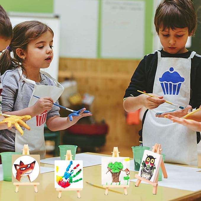 ESRICH Mini Stretched Canvas 20Pack 2.4x2.4inch, 2/5''Profile Art Primed Canvases for Painting, Cotton Small Professional Stretched Canvas for Kids and Art Supplies.