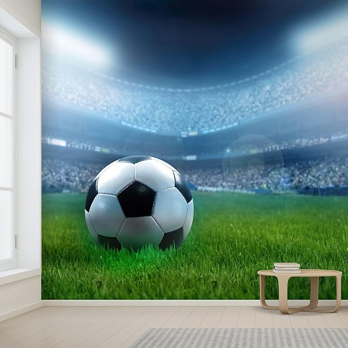 wall26 Close Up of a Football Ball on a Full Stadium Removable Wall Mural | Self- 132x192 inchesAdhesive Large Wallpaper - 132x192 inches
