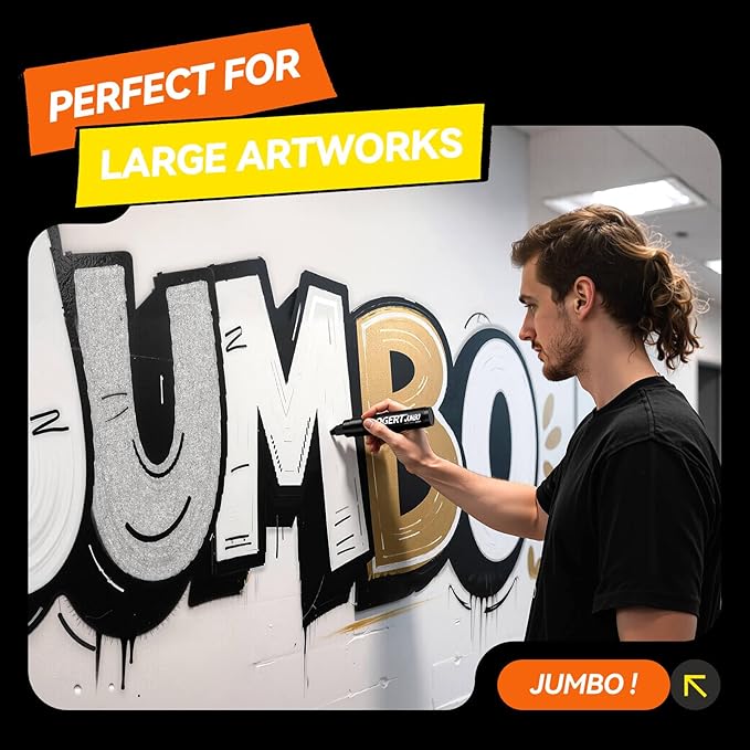 3Pcs Black Jumbo Poster Markers, 15MM Thick Permanent Acrylic Graffiti Markers, Wide Tip Paint Marker for Canvas, Posters Board, Fabric, Window, Glass, Wood, Teachers,Banner painting supplie