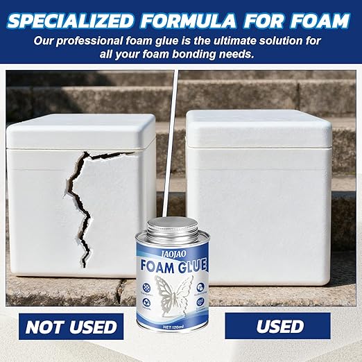 JAOJAO Foam Glue, Foam Adhesive Superior Adhesion Easy to Apply Quick-Drying Transparent for Plastic Sheet Eva Sponge Rubber Pearl Cotton for Crafts Decoration Aircraft Model, 120ml