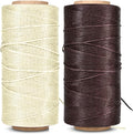 Flexzion Waxed Thread - 284 Yards (260 meters) 0.8mm 150D Polyester Wax Thread for Leather Sewing, Bookbinding, Stitching, Repairing, Beading, & DIY Projects (Beige)