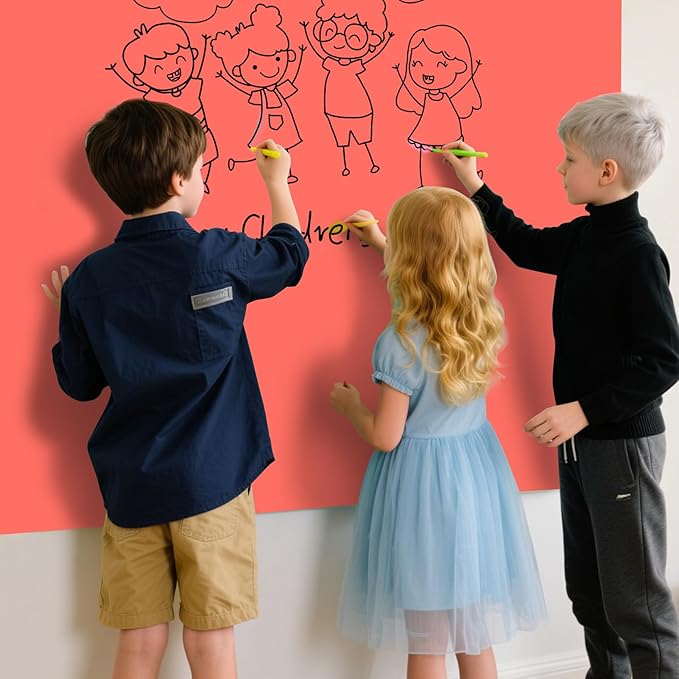 Magnetic Glass Whiteboard - Glass Dry Erase Board 48"x36" Large Frameless Glass Board for Walls Office School and Home, Red
