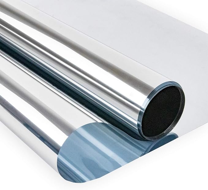 Niviy Window Tint Car One Way Privacy Mirror Effect Reflective Window Tint for Home Self Adhesive UV Sun Blocking Heat Control Glass Door Films 23.6 x 78.7 inches Silver