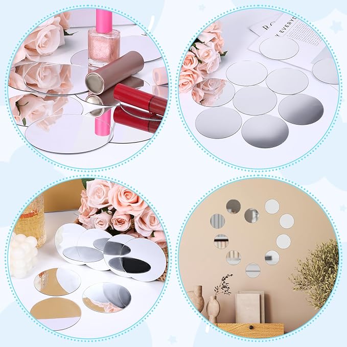 20pcs Mini Acrylic Mirror Tiles Round Mirror Stickers 3in Self Adhesive Small Round Mirror Small Circle Mirror DIY Crafts Small Decorative Mosaic Mirror Sheets for Walls