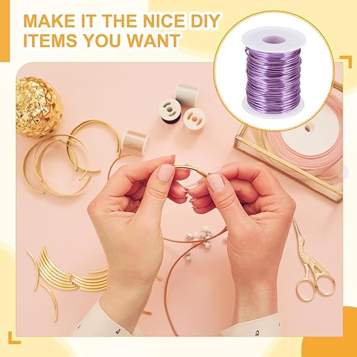 uxcell 16 Gauge / 1.5mm Anodized Aluminum Wire for Jewelry Craft Making, 102 Feet Bendable Flexible Wire for DIY Home Decor Gardening Sculpture, Light Purple