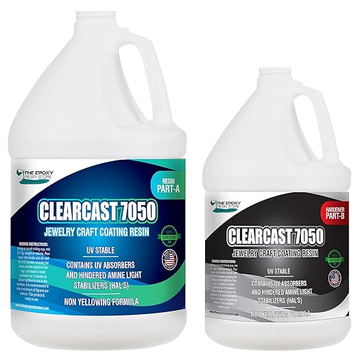 The Epoxy Resin Store Clearcast 7050 UV Resisting Jewelry Craft 2 Part Resin Kit for Art and Decorative Applications, 1.5 Gallons