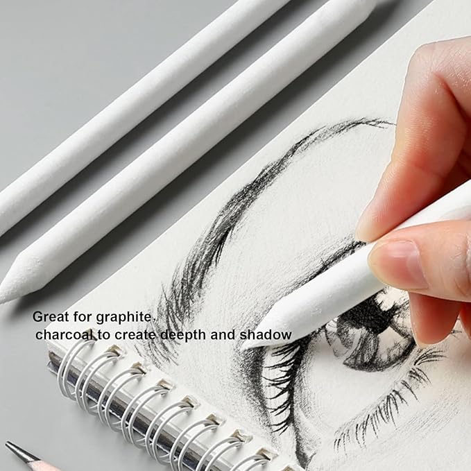 CAMATTO 14 PCS Blending Stumps and Tortillions Paper Art Blenders Tool with Sandpaper Pencil Sharpener Pointer Compressed Charcoal Sticks for Student Artist Charcoal Sketch Drawing Shading