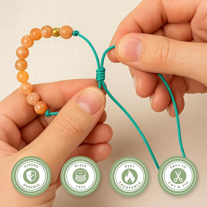 Mandala Crafts 2mm 109 Yards Green Cotton Waxed Cord for Jewelry Making Bracelet Cord Waxed String - Beading String Thread Jewelry Cords for Necklaces String