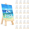 24 Pcs 5 Inch Mini Wood Display Easel, Small Wooden Easel Stand Art Craft Painting Triangle Stand Canvas Holder for Card Artist Photos Tabletop