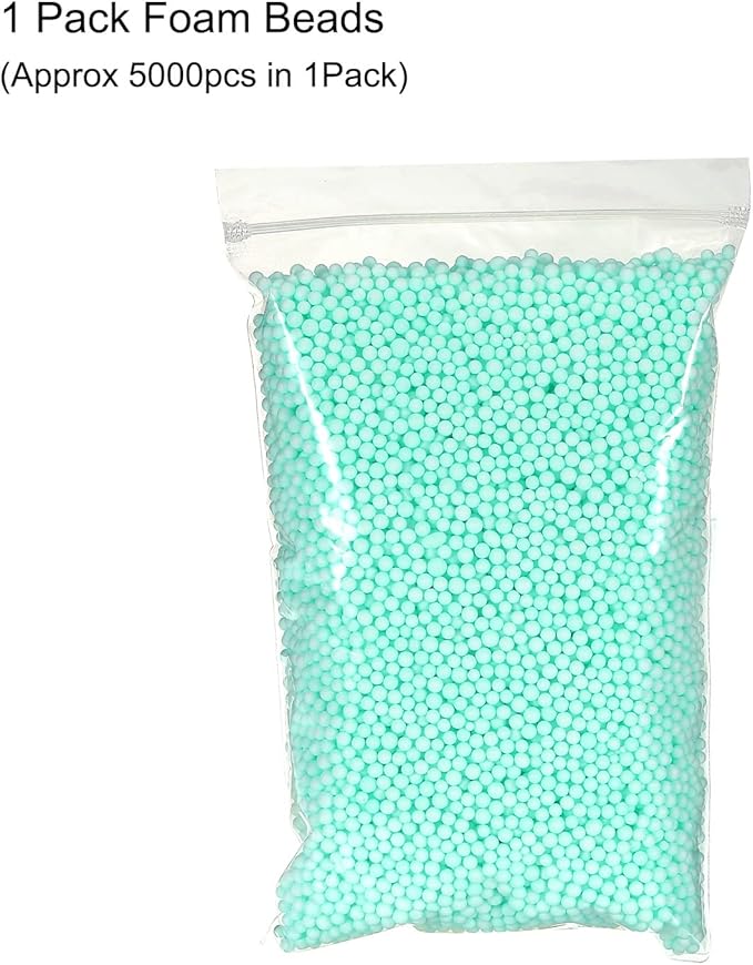 MECCANIXITY Foam Beads Foam Balls 4-6mm for Wedding and Party Decorations, Tiny Packing Balls, Arts DIY Crafts Supplies (Green,1 Pack Approx 5000pcs)