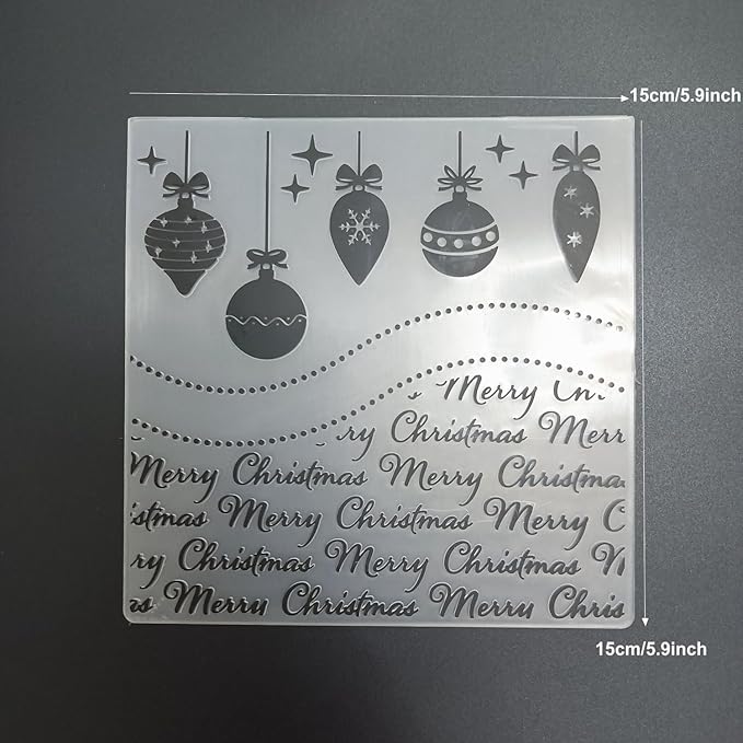 Merry Christmas Pendants Texture Embossing Templates 5.9x5.9inch Plastic Embossing Folders for Card Making DIY Scrapbooking Photo Album Card and Handmade Paper Craft Decor