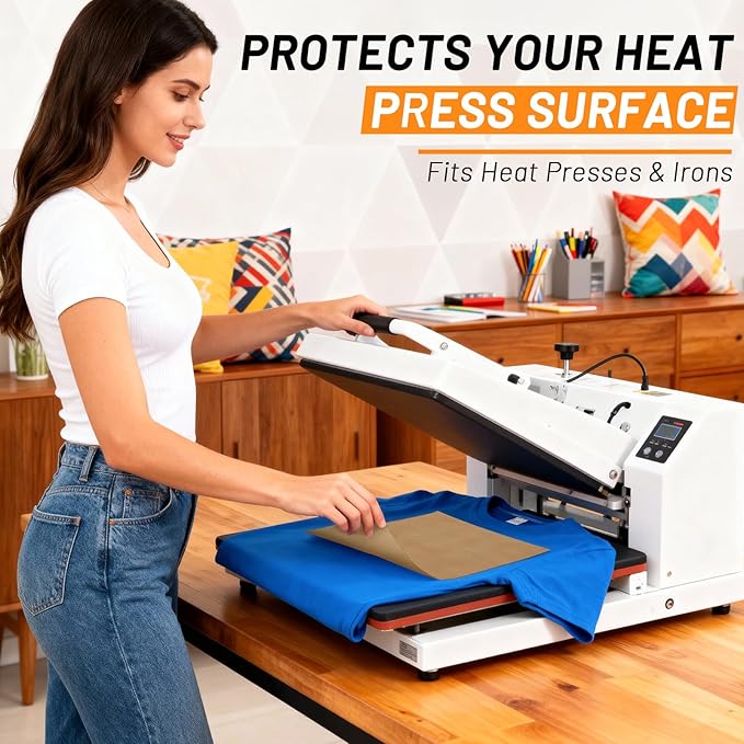 Svaldo Teflon Sheets for Heat Press 16x24, 10 Pack, Heat Press Paper for T Shirts, Hat, Reusable Non Stick PTFE Teflon Sheet, Iron Transfer Paper for Sublimation Machine, Craft & Baking