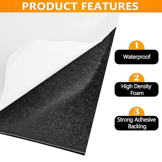 Sponge Neoprene Foam Rubber Sheet with Adhesive, 12 in x 81 in x 1/16 in Multi-Function Soundproof High Density Waterproof Rubber Mat, Perfect Cosplay Easy Cut DIY Neoprene Padding Roll - Black
