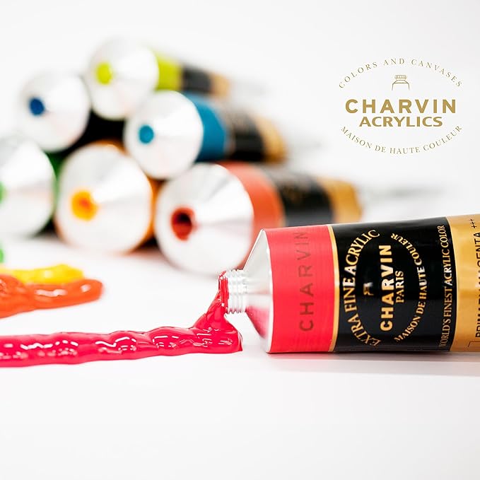 Charvin Extra Fine Professional Acrylic Paint - Quinacridone Magenta, 60ml Tube, Triple-Milled, Lightfast Pigments, Open Stock Artist Acrylic Paints in Nature-Inspired Hues