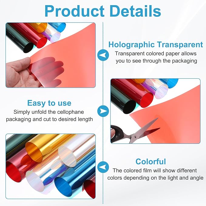 MECCANIXITY Iridescent Window Film,12" x 39" Iridescent Holographic PVC Fabric Dichroic Film Clear Vinyl Paper Roll for DIY Craft Gift Wrapping Bag Decoration,Laser Red