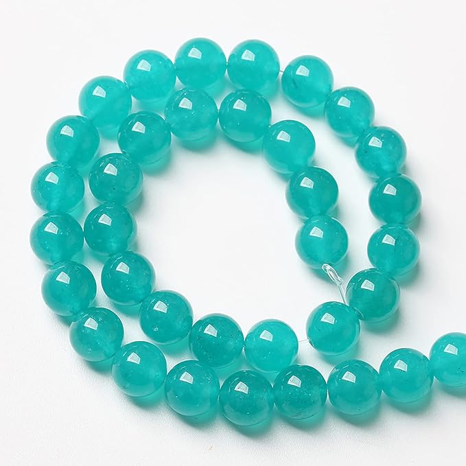 90PCS 8mm Natural Stone Beads Blue Amazonite Jade Stone Round Loose Beads for Jewelry Making DIY Bracelet Necklace 32" 2 Strands