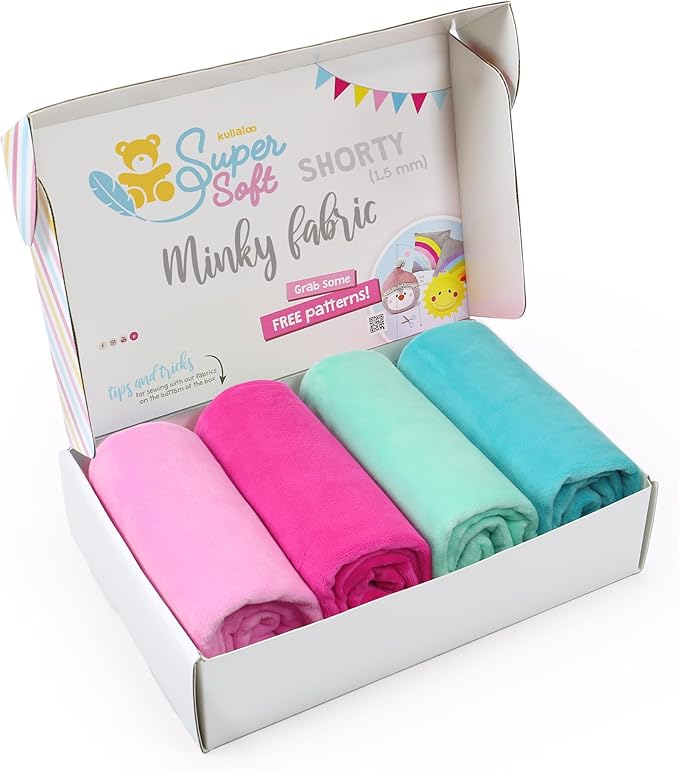 kullaloo Minky Fabric | Bundle: 4 Precut Pieces Solid Minky Plush Fabric for Sewing | 39.5x29.5 Each | for Plushies, Baby Blankets, Pillows, Dog Beds, Apparel | Mermaid Colors Minky Fabric Pack