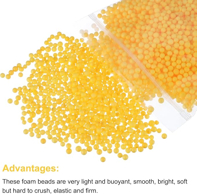 MECCANIXITY Foam Beads Foam Balls 4-6mm for Wedding and Party Decorations, Tiny Packing Balls, Arts DIY Crafts Supplies (Dark Yellow,1 Pack Approx 5000pcs)