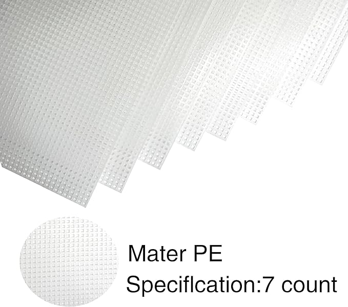 8 Plastic mesh Canvas Sheets for Embroidery Crafts, Acrylic Yarn Crafts, Knitting and Crochet Projects (9.92 x 13 inches, 10 Knitting Needles Included, Clear Color)