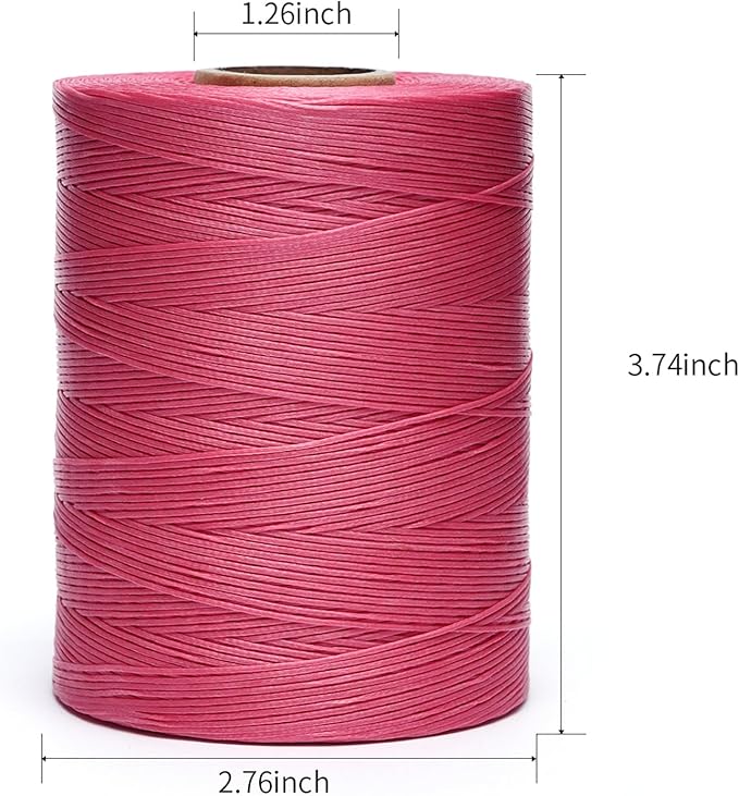 Waxed Thread,852Yards 150D 0.8mm Flat Polyester Wax Thread for Hand Sewing Leather Craft DIY Projects Shoes Repair Book Binding(Peach Red)