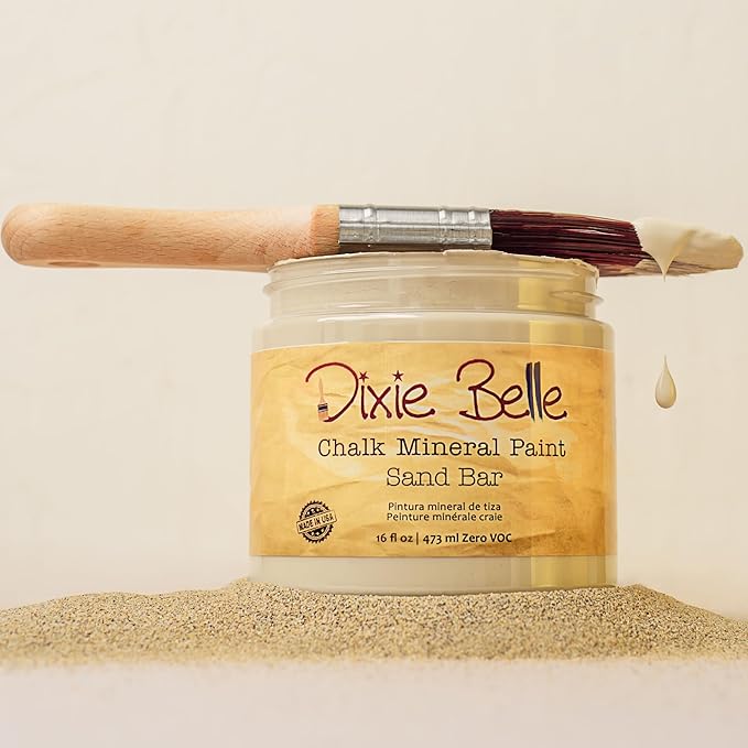 Dixie Belle Paint Company Chalk Finish Furniture Paint - Sand Bar (32oz) - Matte Neutral Tan Chic Chalk Mineral DIY Furniture Paint