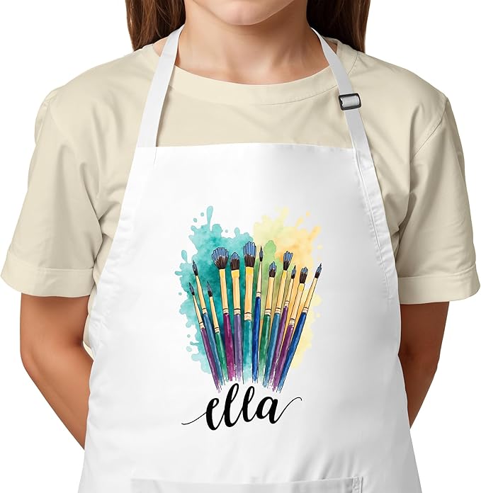 Unisex Kids Apron with Custom Name – Perfect for Painting, Crafts, and Fun Great Christmas Gift or Stocking Stuffer for Kids