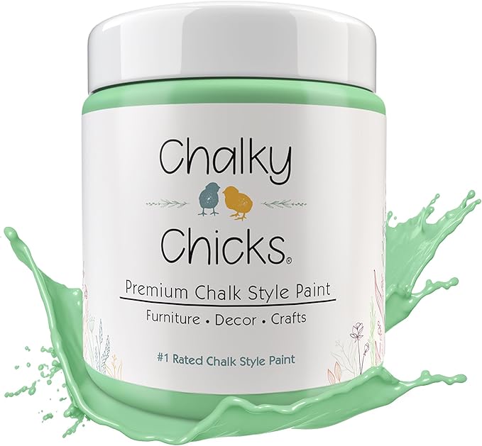 Chalky Chicks All-in-One Chalk Paint for Furniture or Cabinet - 16Fl Oz - Matte Finish Lime Ricki (Lime Green) for Metal, Wood Furniture Paint - No Sanding All-in-One for Home Decor & Crafts, USA Made