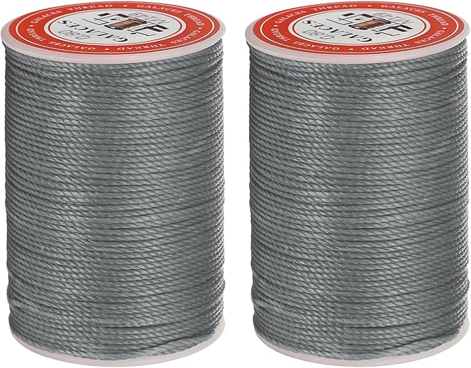 uxcell Round Leather Sewing Waxed Thread, 55m / 60 Yards Polyester Wax String, 0.80mm Wax Stitching Cord for Leather Crafts, Bookbinding, Bracelets Braided, Dark Coffee, 2pcs