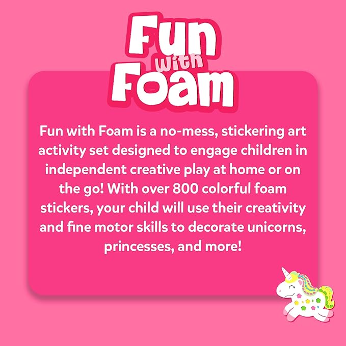 Skillmatics Foam Sticker Art Activity - Unicorns & Princesses, 800+ 3D Foam Stickers, Mess-Free Stocking Stuffers for Kids, DIY Felt Craft Kits, Christmas Gifts for Girls & Boys Ages 3, 4, 5, 6, 7