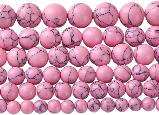 36pcs 10mm Pink Turquoise Beads Natural Stone Round Loose Spacer Beads for Jewelry Making DIY Bracelet Necklace 1 Strand 15inch
