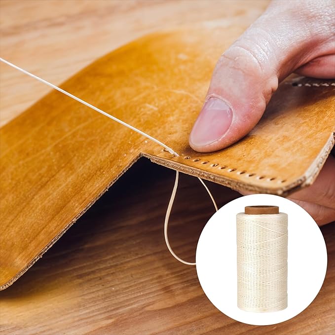 Waxed Linen Thread, 285 Yards 0.8MM 150D Polyester Leather Sewing Waxed Thread for Leather Craft, Bookbinding, Shoe Repair, DIY Projects