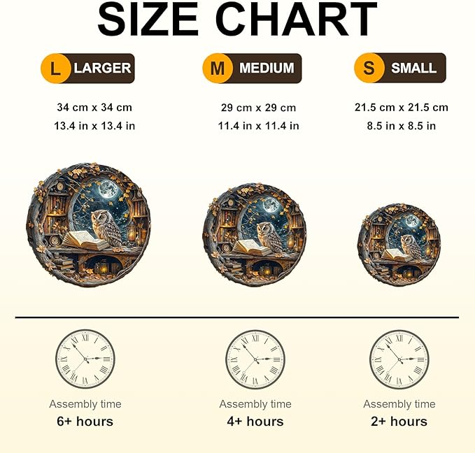 WOODBESTS Wooden Puzzles for Adults - Moonlit Owl Wooden Jigsaw Puzzle, Unique Animal Wood Puzzles Adult, Xmas Puzzle Gifts for Puzzles Lovers(200 Pcs, M, 11.4"x11.4")