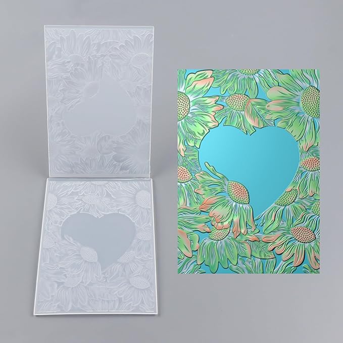 BAOFALI 3D Embossing Folder for Card Making Heart Leaves Background Plastic Textures Fades Embossing Folder Template for Paper Crafting Handmade Crafts Wedding Valentine's Day Scrapbook Card Decorati