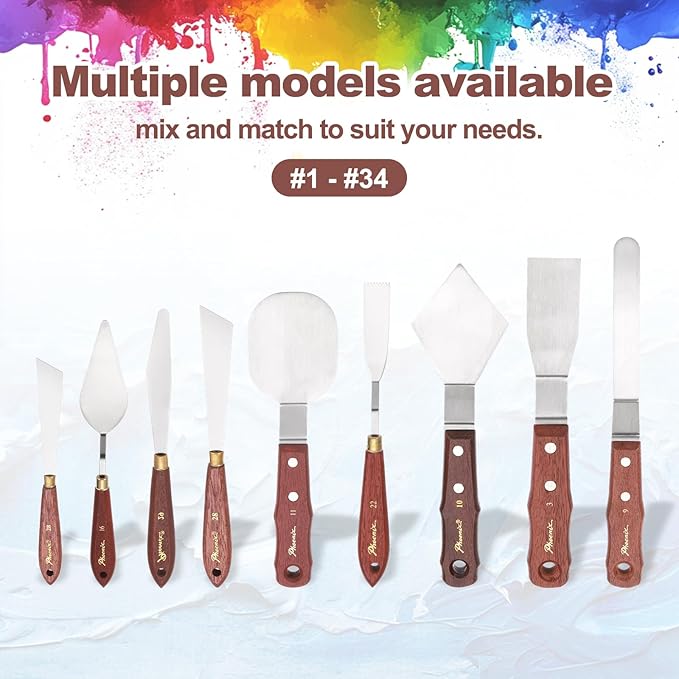 MECCANIXITY Pack of 1 Palette Knife No.28, 8.6" Long Palette Knives with Stainless Steel Flexible Spatula Pallet Knife and Wood Handle for Scraping, Mixing, Oil Acrylic Painting Canvas
