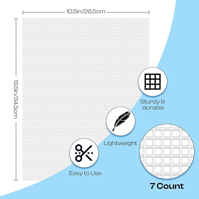 Caydo 12 Pieces 7 Count Plastic Mesh Canvas Sheets, Eye Mesh for Therian Mask, Acrylic Yarn Crafting, Knit Crochet Projects and Make Aquarium Dividers (10.5 X 13.5 Inch)