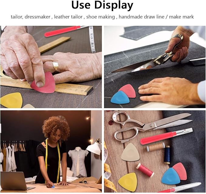 CampTek 8 PCS Triangle Sewing Tailors Chalk, Fabric Marker for Dressmaking, Sewing Supplies Accessories- Tailor's Chalk for Precision Marking on Fabric, Assorted Colors
