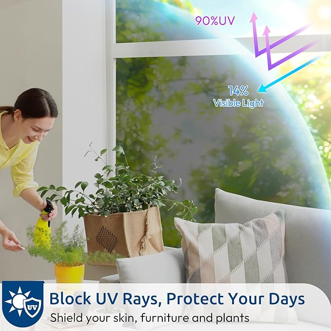 rabbitgoo Window Privacy Film One Way Window Tint for Home, Removable Reflective Heat Sun Blocking Anti UV Glass Door Covering, Mirror Tinting Film House Office, 17.5 in X 6.5 Feet, Black Silver
