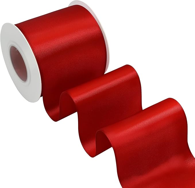 Red Satin Ribbon 3 Inch X 15 Yards Solid Color Double Faced Ribbons Perfect for Crafts Wedding Decor Bow Making Arts Sewing and More