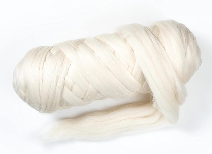 Natural Wool Bulk roving, 4 lb. Best Wool for Spinning, arm Knitting, Felting, Chunky Blankets and Tapestry. Natural Colors, un-Dyed. (Ecru, 4 lb)