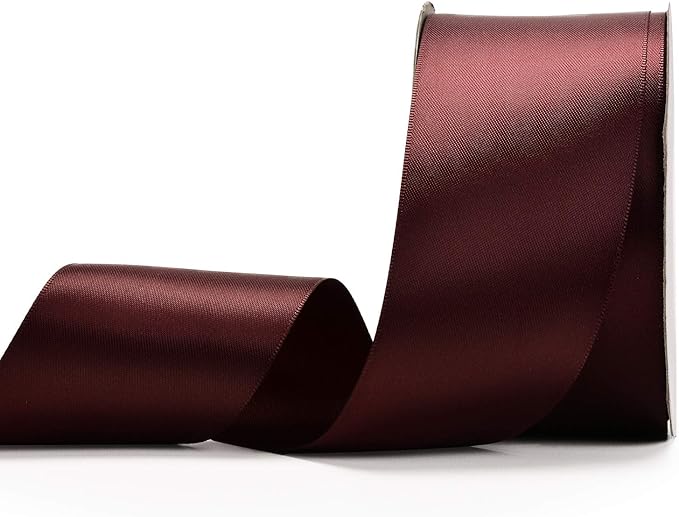 YAMA Double Face Satin Ribbon - 2 Inch 25 Yards for Gift Wrapping Ribbons Roll, Burgundy