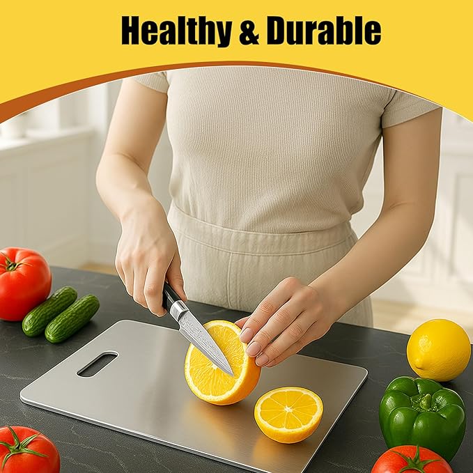 Titanium Cutting Board Set of 3, 100% Pure Titanium Chopping Board for Kitchen, Hygiene & Durability Double Sided Cutting Board, Non toxic 3Pcs Chopping Board, Dishwasher Safe (S+M+L)