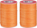 uxcell Round Leather Sewing Waxed Thread, 55m / 60 Yards Polyester Wax String, 0.80mm Wax Stitching Cord for Leather Crafts, Bookbinding, Bracelets Braided, Orange, 2pcs