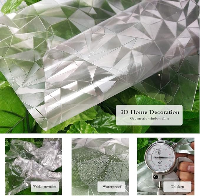 Niviy Decorative Window Privacy Film Non Adhesive Stained Glass Window Film for Bathroom Home Kitchen Office 17.5'' x 78.5''