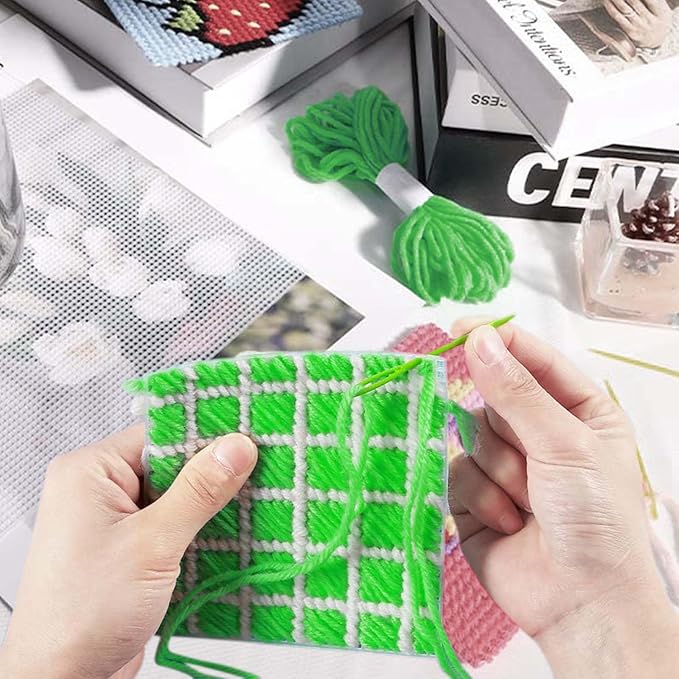 APOCHON 50 Pieces 7 Count Plastic Mesh Canvas Sheets, 10.2 x 13.1 Inch, White, Plastic