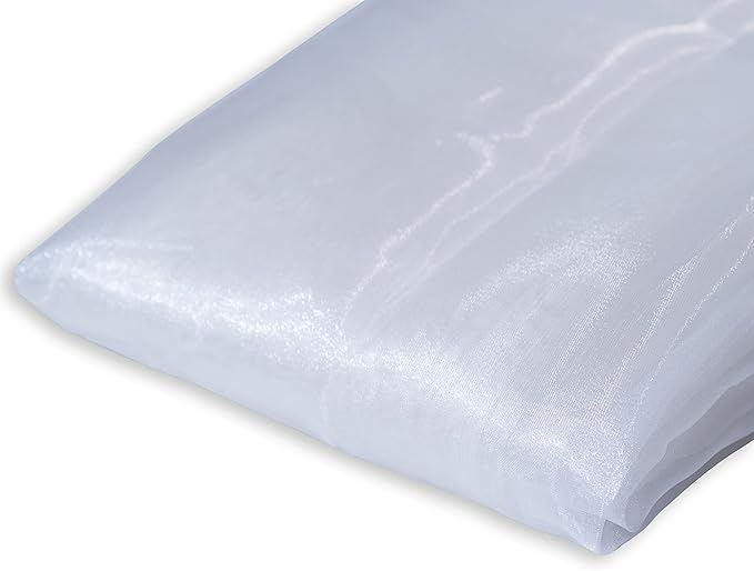 Fynite White Organza Fabric by The Yard | 5 Yard Long | 44" Wide | Bridal Soft Sheer Organza Tulle for DIY Wedding Dress Fashion Craft Decorations