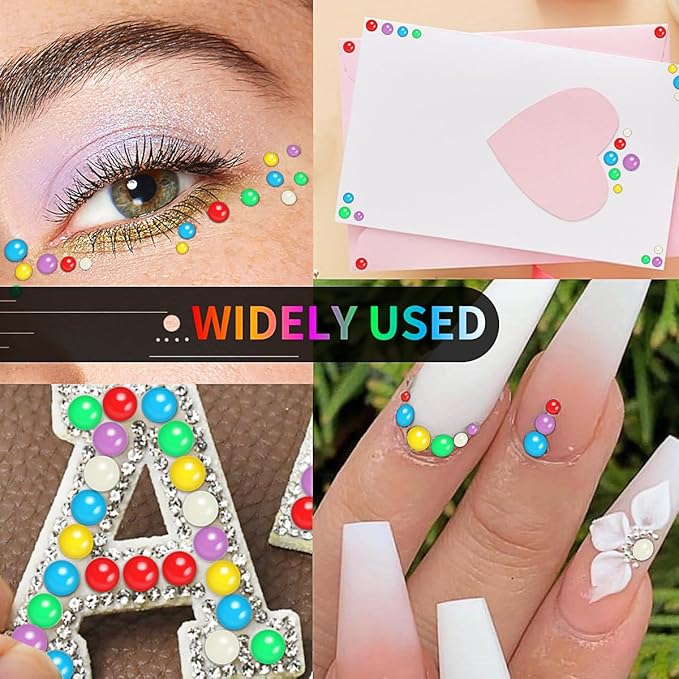 3090 Pcs 4 Sheets Pearl Rhinestone Stickers 3/4/5/6 mm Self Adhesive Craft Rhinestones Gems for Face Eyes Makeup Hair Body (Color_pearl-3/4/5/6mm)