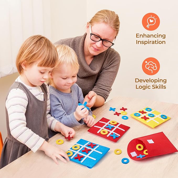 JoyCat Tic Tac Toe Mini Board Game Toy for Kids and Family,Birthday Party Favors,Goody Bag,Fun Indoor Game Night Activity,Gifts for Students,Easy to Store(Bulk Pack of 12)
