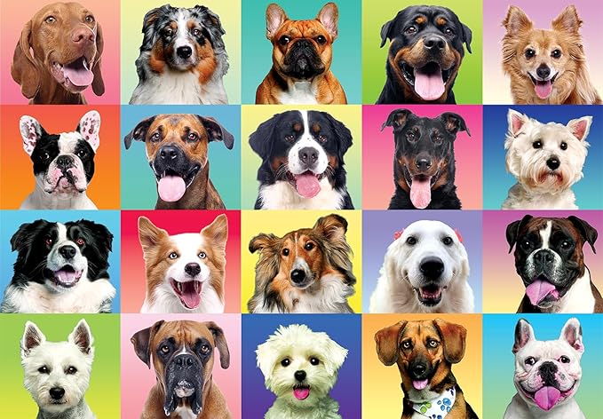 JOYIN 300 pcs Multicolor Dogs Puzzles, Jigsaw Puzzle for Kids and Adults(27.6" x 19.7"), Puppy Theme Puzzles for Teens, Collection Gift Home Art Decor