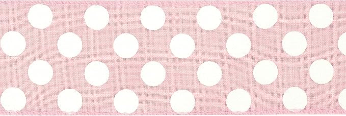 MEEDEE Pink Polka Dot Ribbon - 2.5 inch Wired Ribbon for Baby Girl Wreaths & Crafts, 10 Yards